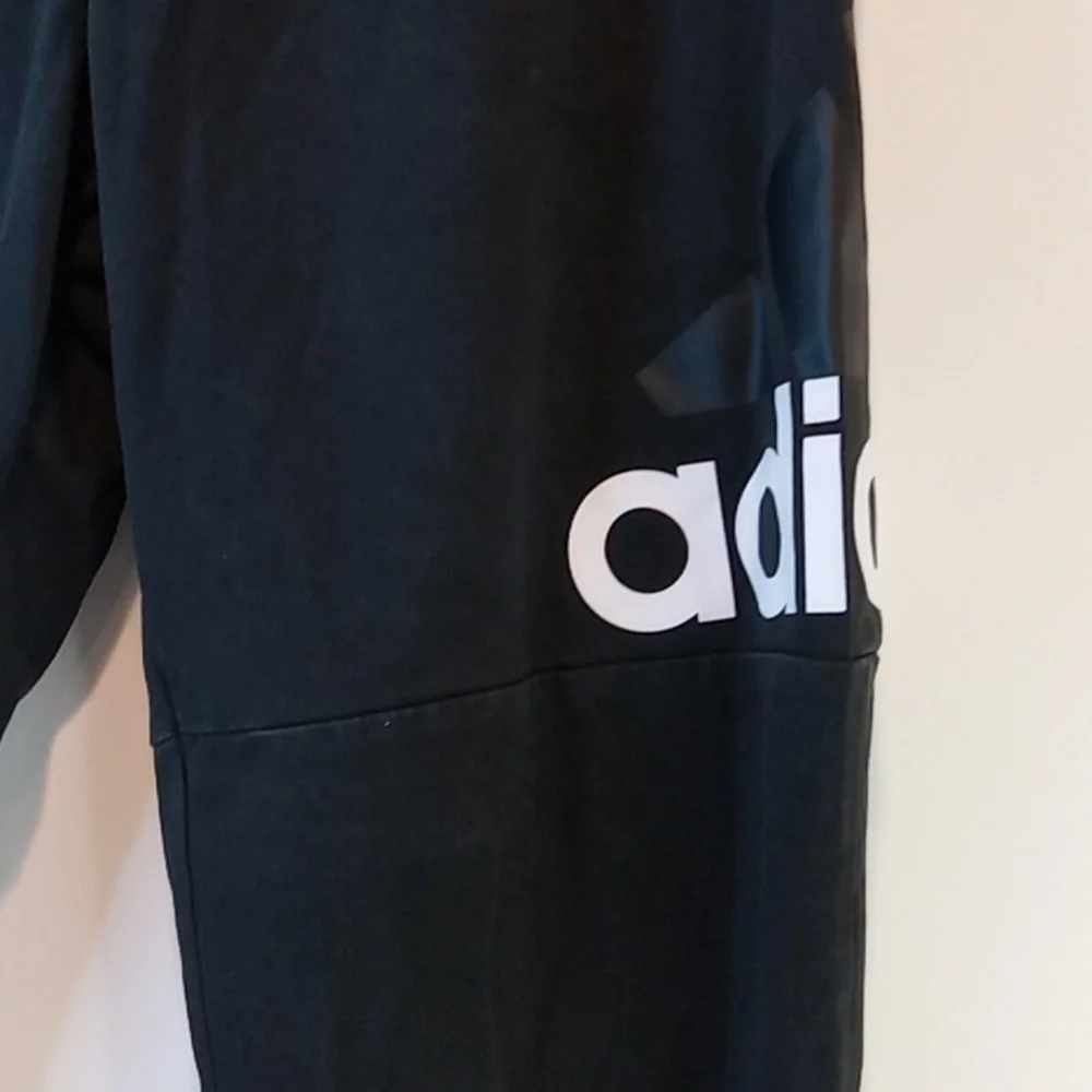 Adidas Spell Out Sweatpants Jogging Pants Black Drawstring Men's Sz L EUC NICE!
